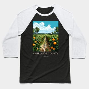 A Pop Art Travel Print of Highlands County - Florida - US Baseball T-Shirt